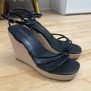 Marc Fisher Black and Tan Wedge Heels